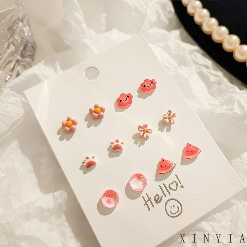 6 Pasang Anting Tusuk Bahan Keramik Untuk Wanita