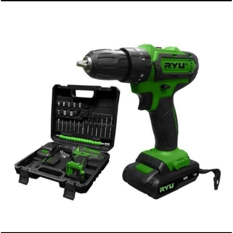 RYU MESIN BOR TEMBOK BATERAI CORDLESS RCI 20 VOLT IMPACK DRILL SET 20V 2 BATRE