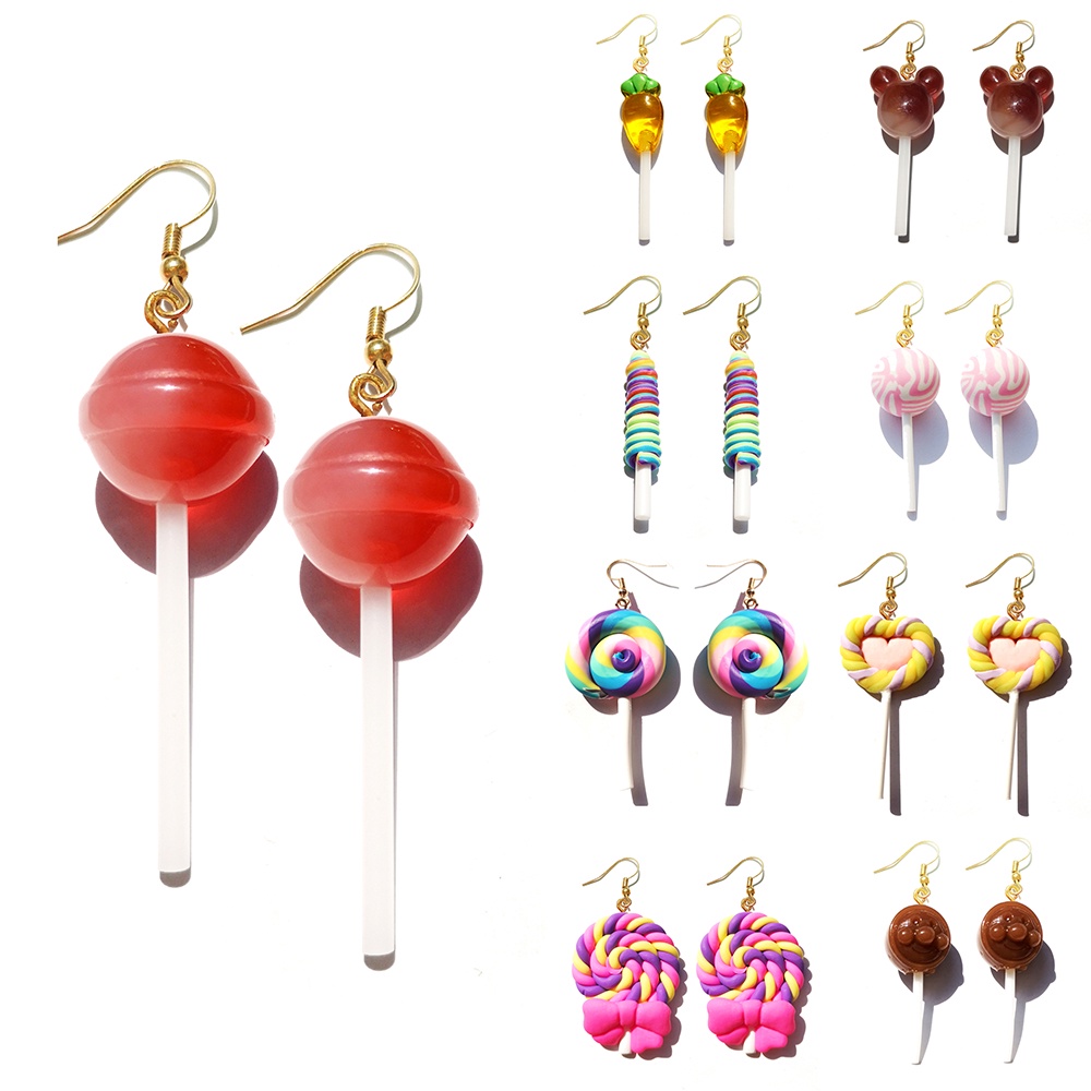 Anting Gantung Bentuk Permen Lolipop Bahan Resin Untuk Hadiah Ulang Tahun Anak Perempuan