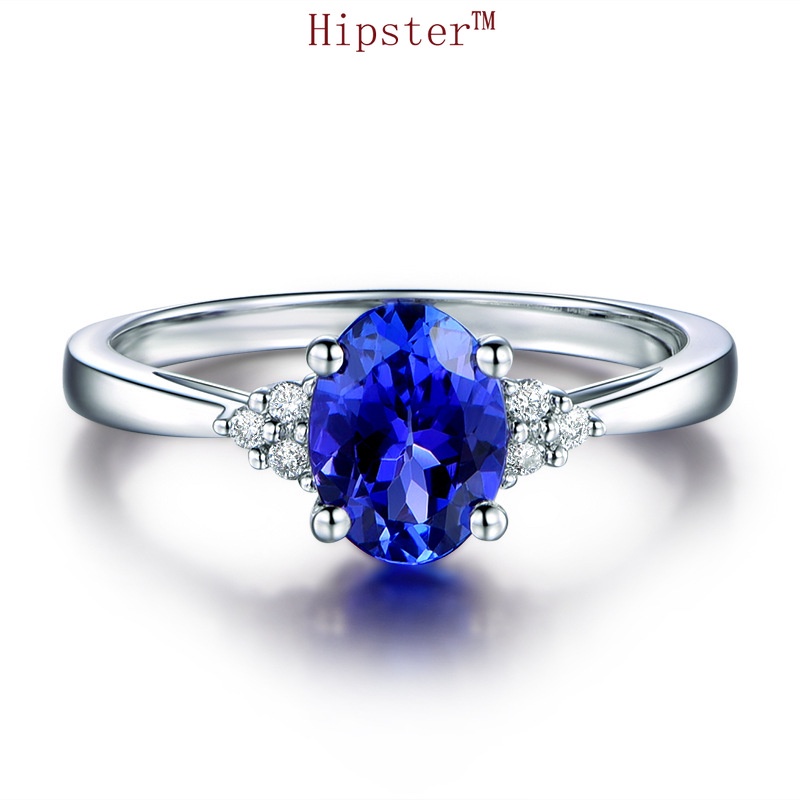 Retro Classic Fashion Trend Inlaid Blue Crystal Open Ring