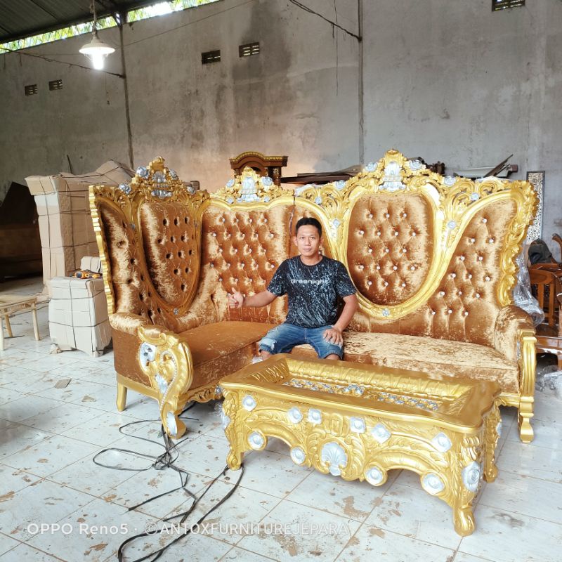 kursi sofa Bellagio sudut ukiran mebel Jepara