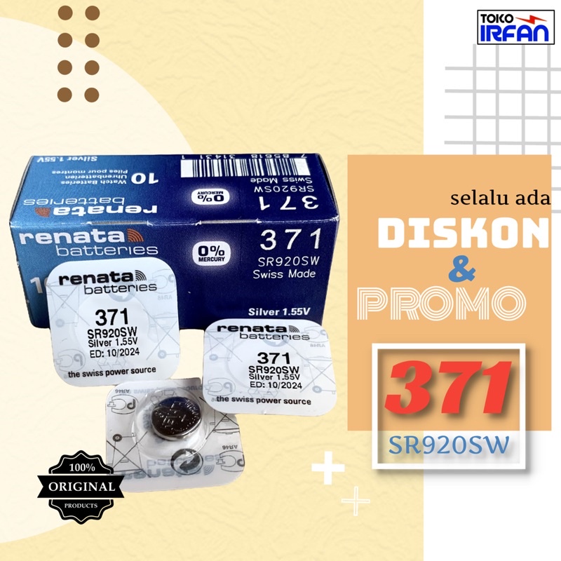 BATERAI RENATA 371 SR920SW ORIGINAL PENGGANTI SR920 LR920 LR921 BATRAI JAM BATRE JAM TANGAN