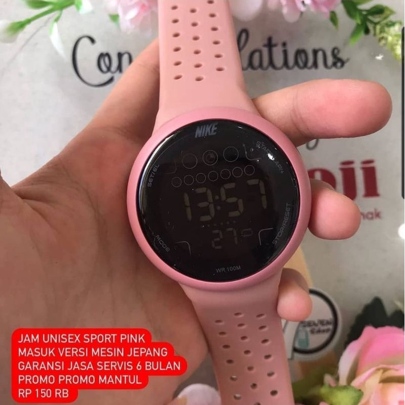 jam ladies bulat pink digital