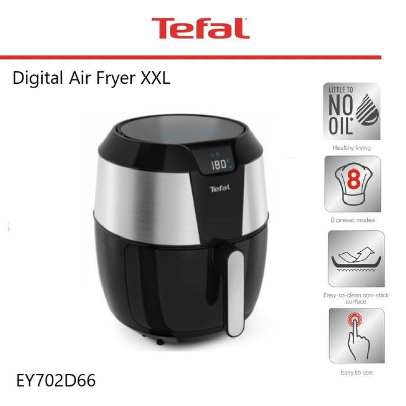 Tefal Digital Air Fryer XXL 5.6L Easy Health Fryer EY702D66 Resmi Tefal