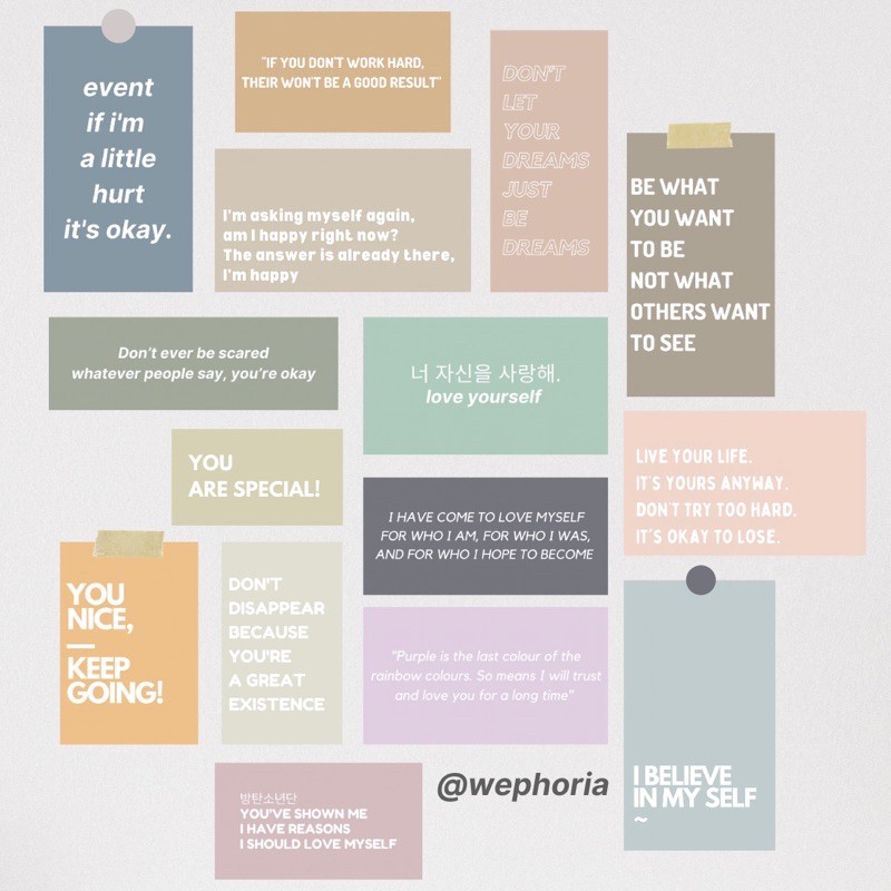 15 PCS BTS QUOTES WALL DECOR