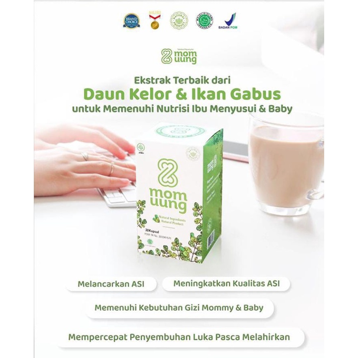 MOM UUNG BOOSTER ASI KAPSUL ISI 30 DAN 60 / momuung / boster asi momuung / daun kelor / baby ministry / PELANCAR ASI/ SUPLEMEN IBU MENYUSUI