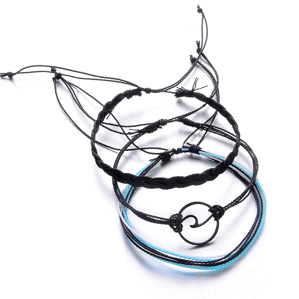 3pcs / Set Gelang Tali Kepang Multilayer Gaya Bohemia Untuk Kencan