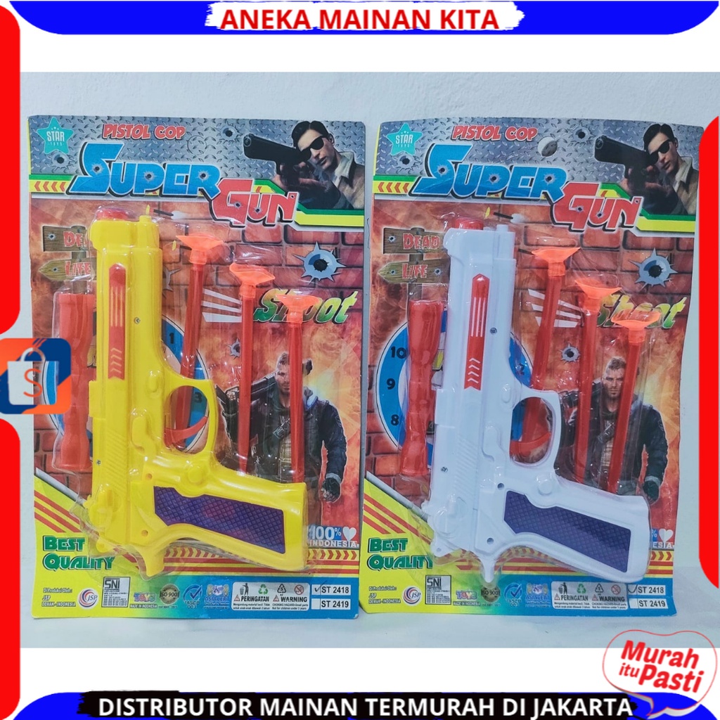 Mainan Anak Pistol Pistolan  Super Gun ST 2418  Mainan Pistol tembakan kaca peluru karet