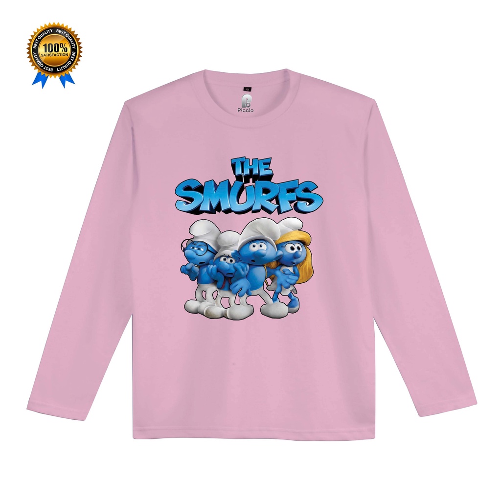 kaos anak smurfes lengan panjang unisex