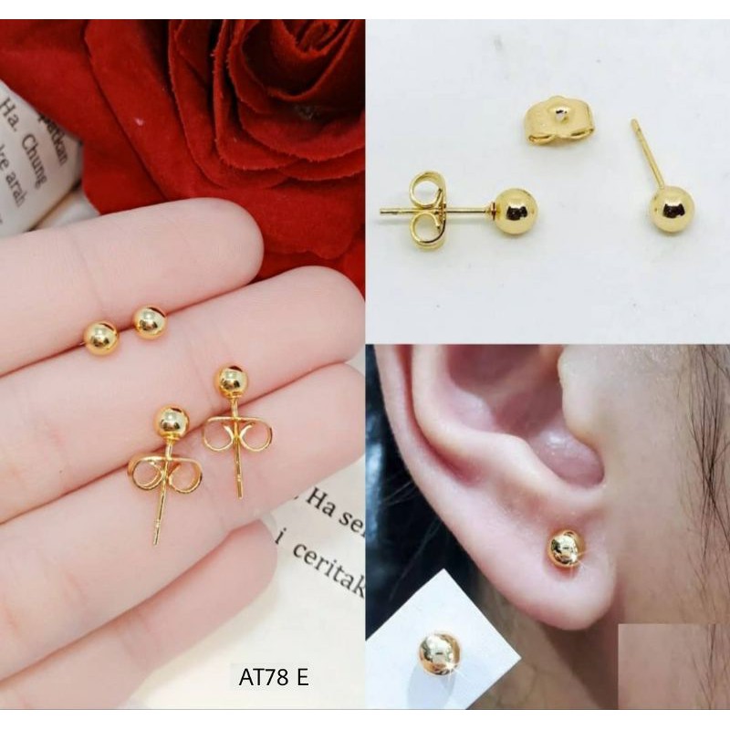 Anting Titanium Tusuk Bulat lapis emas AT78 E