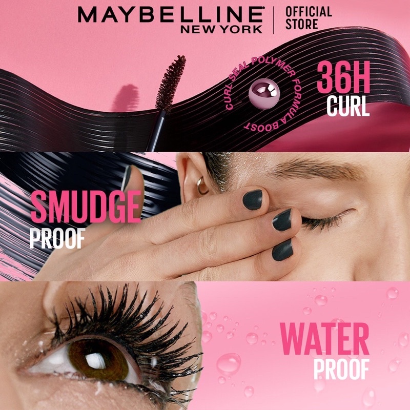 Maybelline Volume Express Hypercurl Waterproof Mascara Make Up - Black