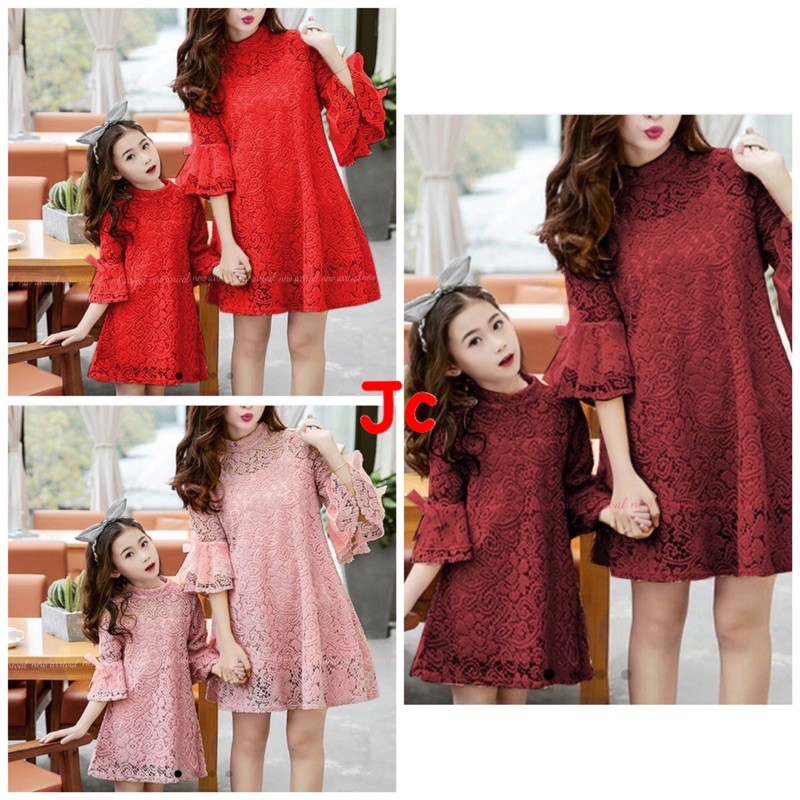 JC/VD- COUPLE Dress Lacey mom and kid / Baju Pasangan Ibu dan anak Terbaru / Couple Mom&amp;kid Murah