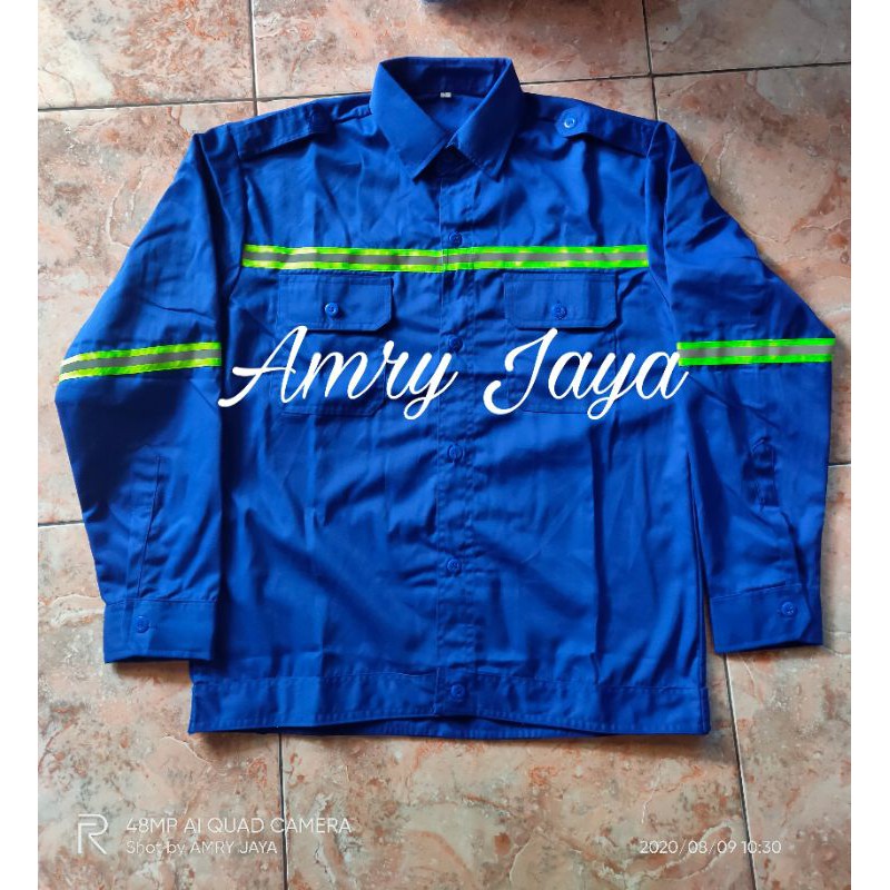 BAJU SAFETY/PROYEK/KERJA LENGAN PANJANG SUDAH TERMASUK BED K3 DAN BENDERA  (Amry Jaya Surabaya(