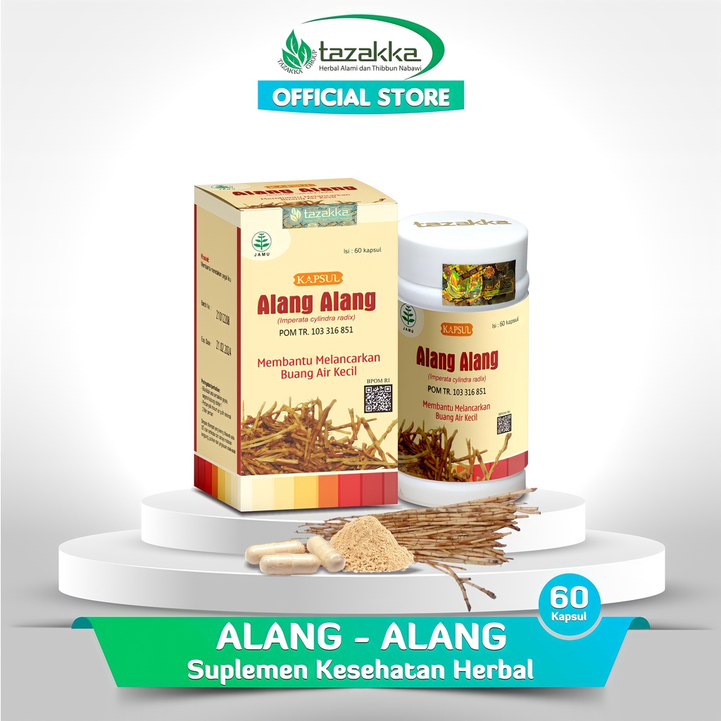 Kapsul Akar Alang Alangalang Kering Obat Prostat Ampuh Tazakka Original Halal BPOM Isi 60 Extract Ca