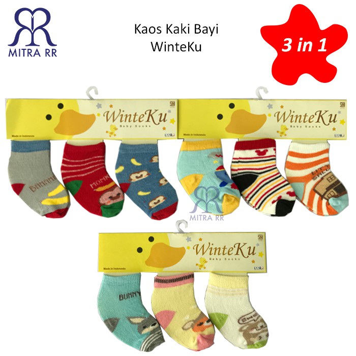 KAOS KAKI 3 IN 1 WINTEKU SNI / Isi 3 pasang / Size 0-12 Bulan