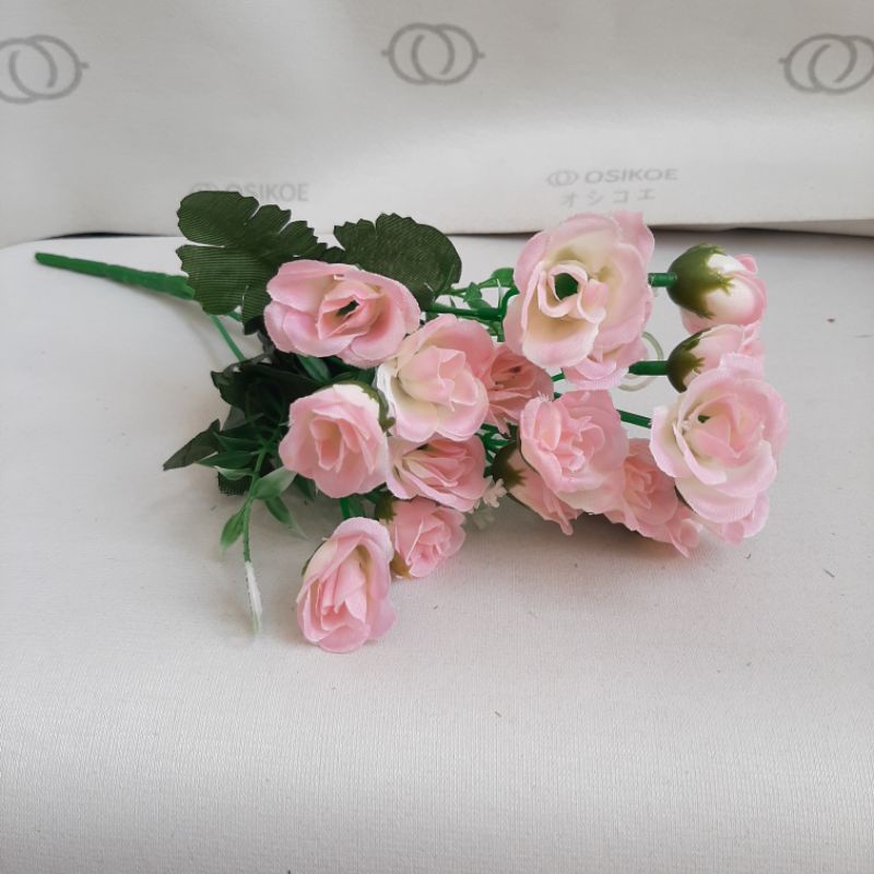 BUNGA MAWAR MINI MINI (10.9)-BUNGA ARTIFICIAL-BUNGA DEKOR-Pink soft