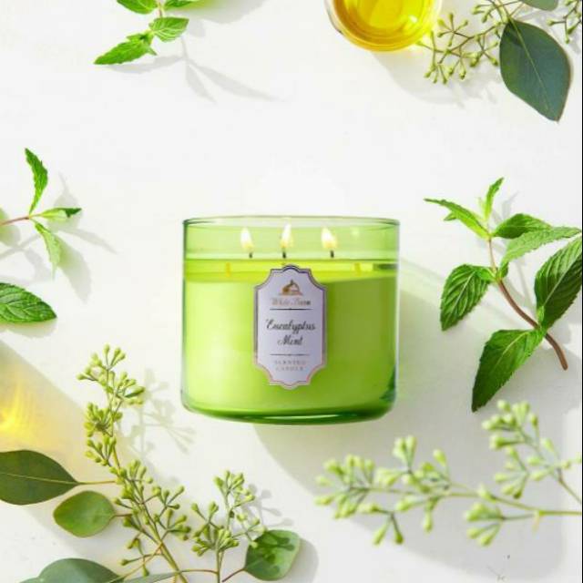 BATH &amp; BODY WORKS BBW EUCALYPTUS MINT 3-WICK SCENTED CANDLE 411 G LILIN WANGI 3 SUMBU UKURAN BESAR PENGHARUM RUANGAN