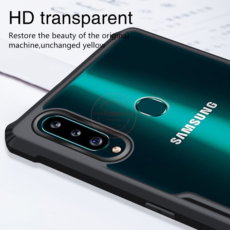 Case SAMSUNG A20S Armor Fushion Transparent Casing + Tempered Glass Full Layar dan Skin Carbon