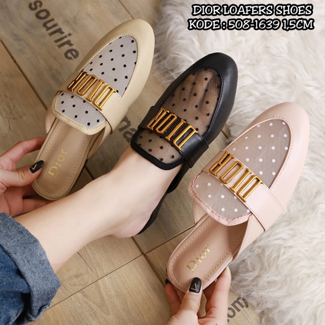 SEPATU SHOES WANITA FLAT SLIP ON DIOR LOAFERS SHOES MULES SLIP IMPORT PREMIUM ORIGINAL