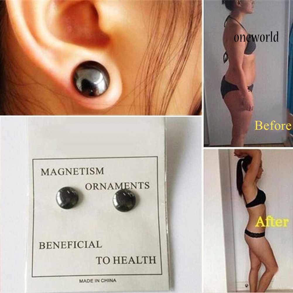 OW@ Beauty Slim Magnetic Ear Studs Acupuncture Points Massager Earrings Health Care