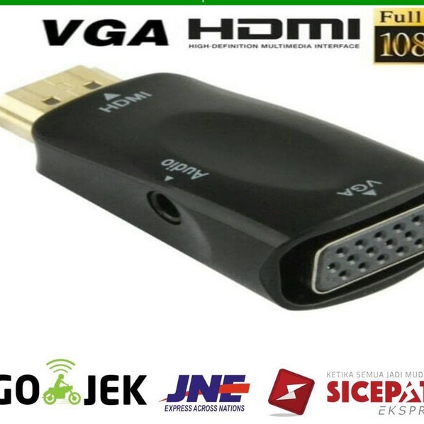 CONVERTER HDMI TO VGA ADAPTER WITH AUDIO JACK AUX KE FULL HD TV 1080P