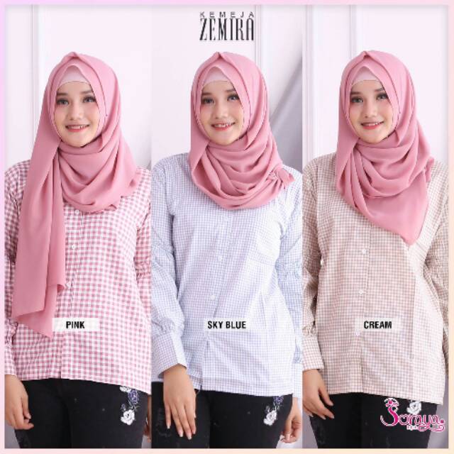 Kemeja ZEMIRA | Soraya Hijab | Tunik Atasan Baju Kantor Cewek Perempuan Wanita Simple Nyaman Casual