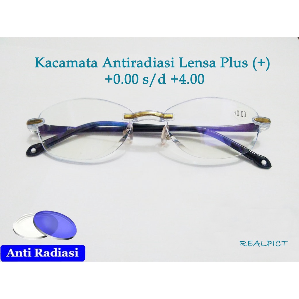 Kacamata Blueray Lensa Plus (+) Pria Wanita Unisex dari +0.00- +4.00 Kacamata Plus Kacamata Fashion