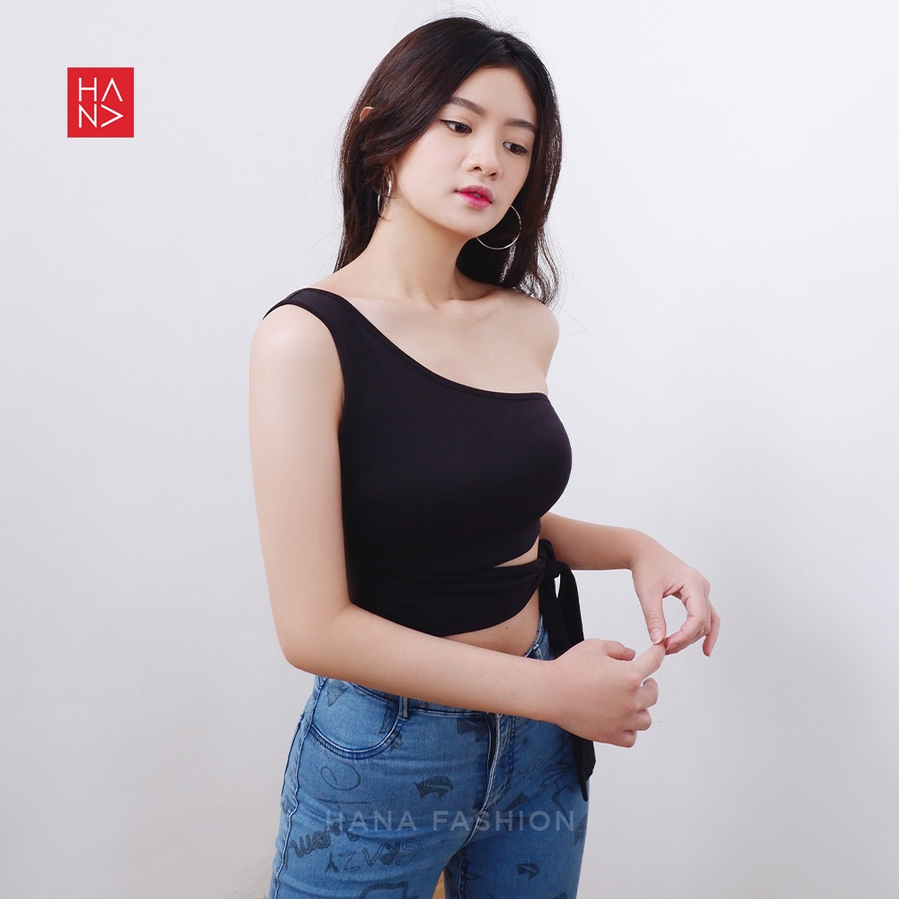 HanaFashion JKT - Alicia One-Shoulder Crop Stylish Wanita Murah - CT091