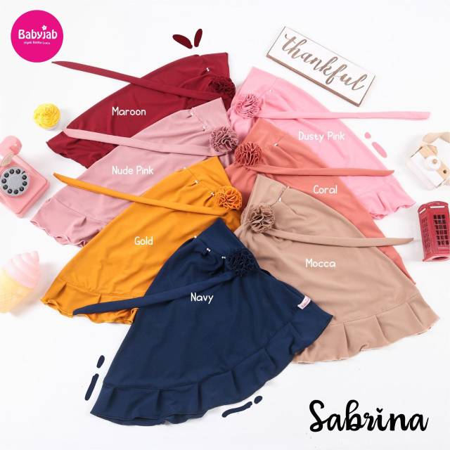 Khimar Sabrina by Babyjap # Khimar Branded # Khimar Anak # Khimar Lucu # Khimar Pom-pom