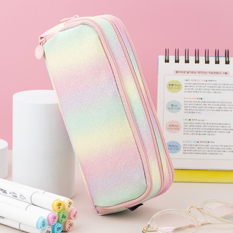 

READY STOCK! ORIGINAL DARI PABRIK | Rainbow Glitter Double Window Pencil Case