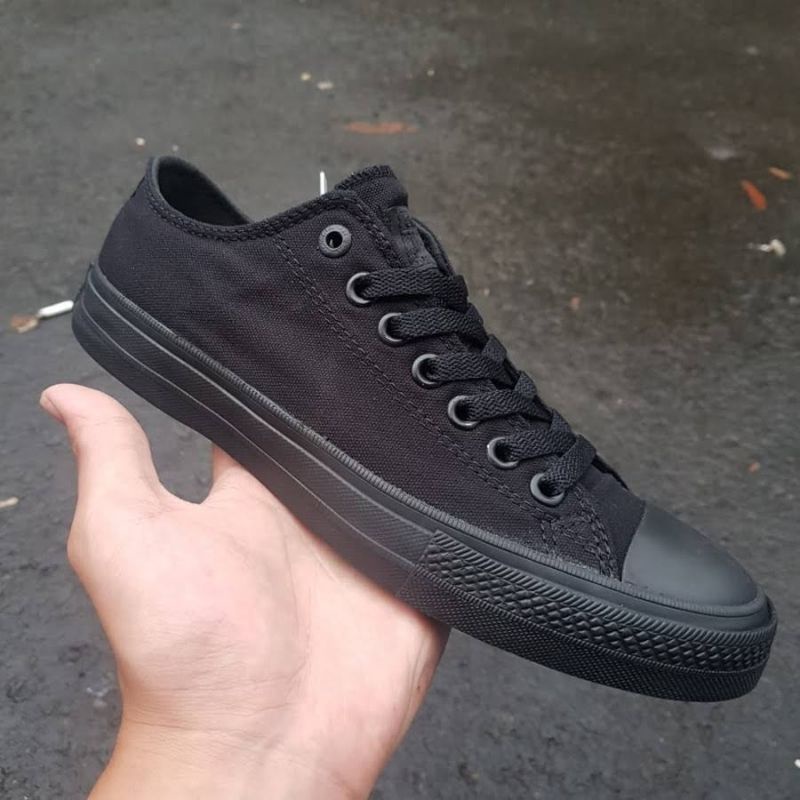 sepatu converse full hitam sneakers fashion