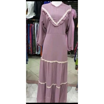 SALE GAMIS MULAI 100 RIBU. GAMIS BUSANA MUSLIMAH GAMIS CERUTY REMPEL RENDA BUSUI JUMBO WARNA UNGU LI