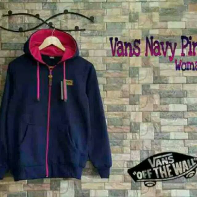 Jaket vans navy pink wanita