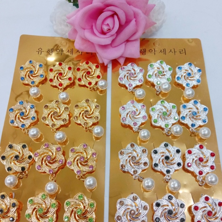 Bros Dagu Bross Dada Bros Hijab Kristal Mutiara Mawar Brooch