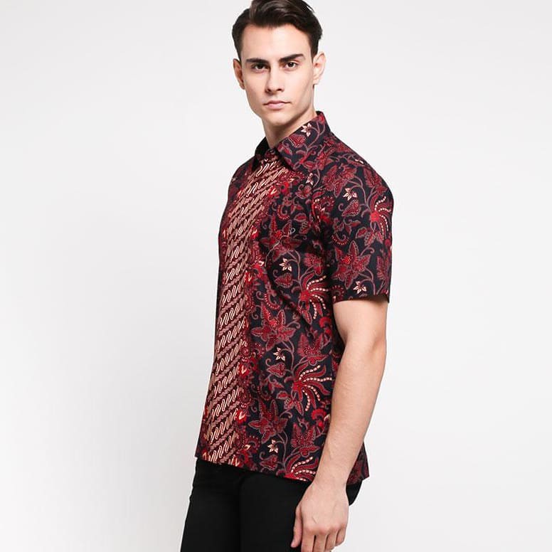 Kain Batik Sanwos Warna Merah Meteran