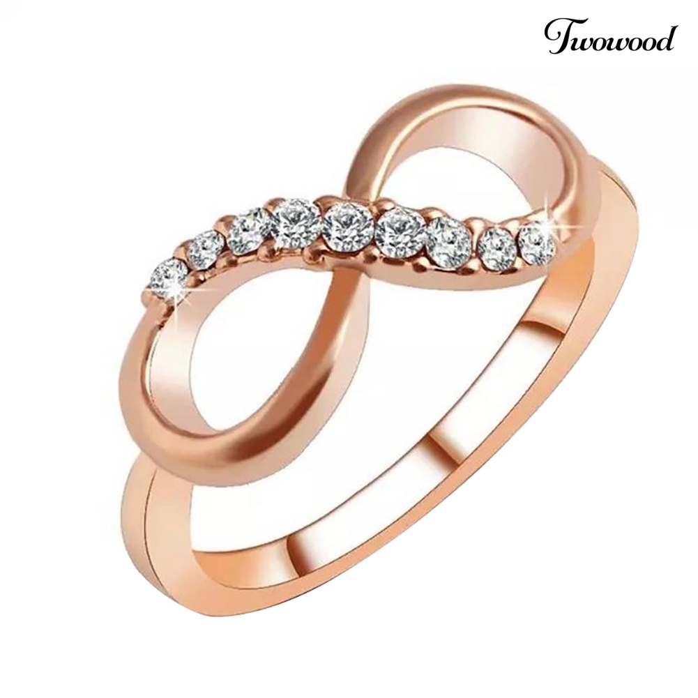 Cincin Desain Infinity 8 Aksen Zircon Untuk Wanita