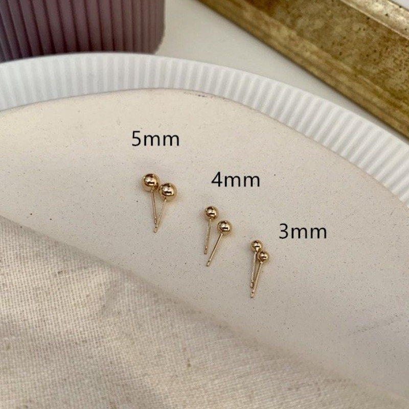 Anting Stud 925 Silver Needle Bentuk Bola Manik-Manik Hypoallergenic Ukuran Kecil 3MM 4MM 5MM