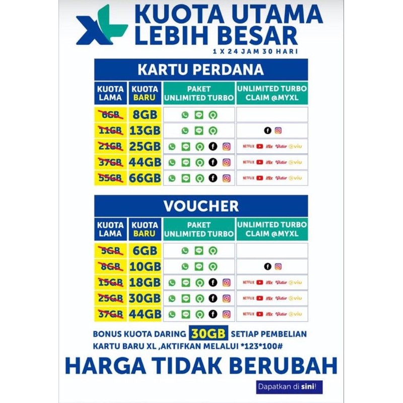 Promo Internet Perdana Xl 8 Unlimited Turbo Hybrid Xtra Combo Lite Shopee Indonesia