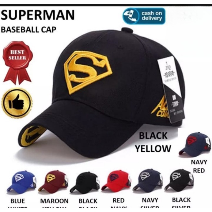 Topi Baseball Logo Superman Topi Pri dan Wanita Dewasa