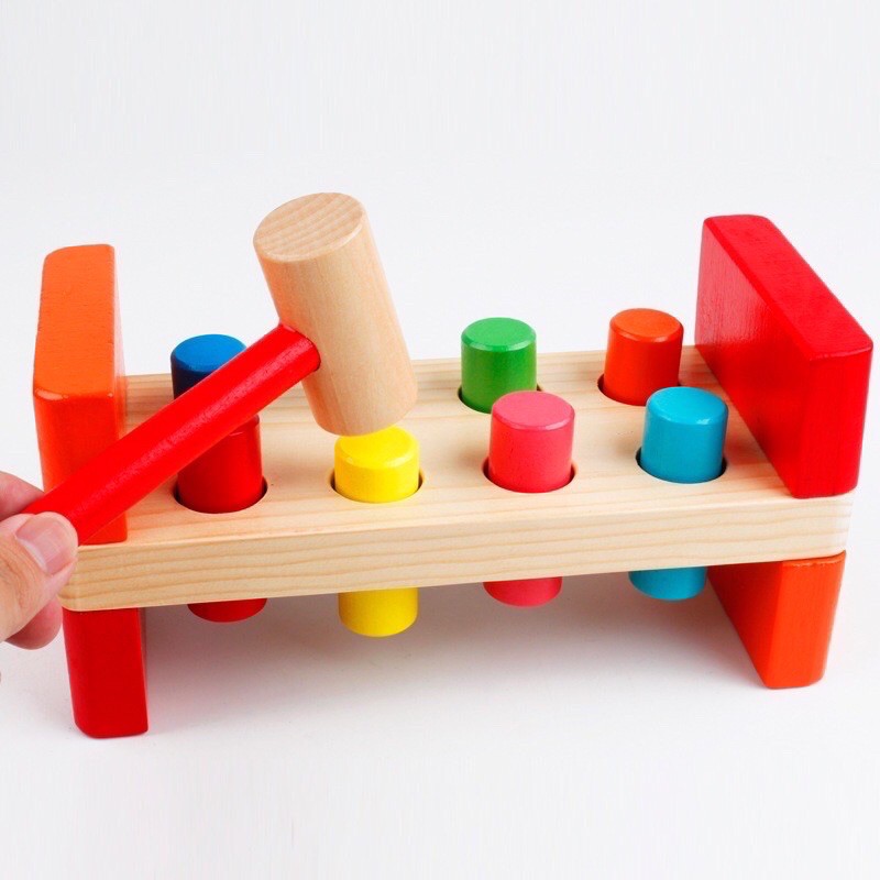 wooden hammer pounding bench - mainan pukul palu kayu - motoric toys