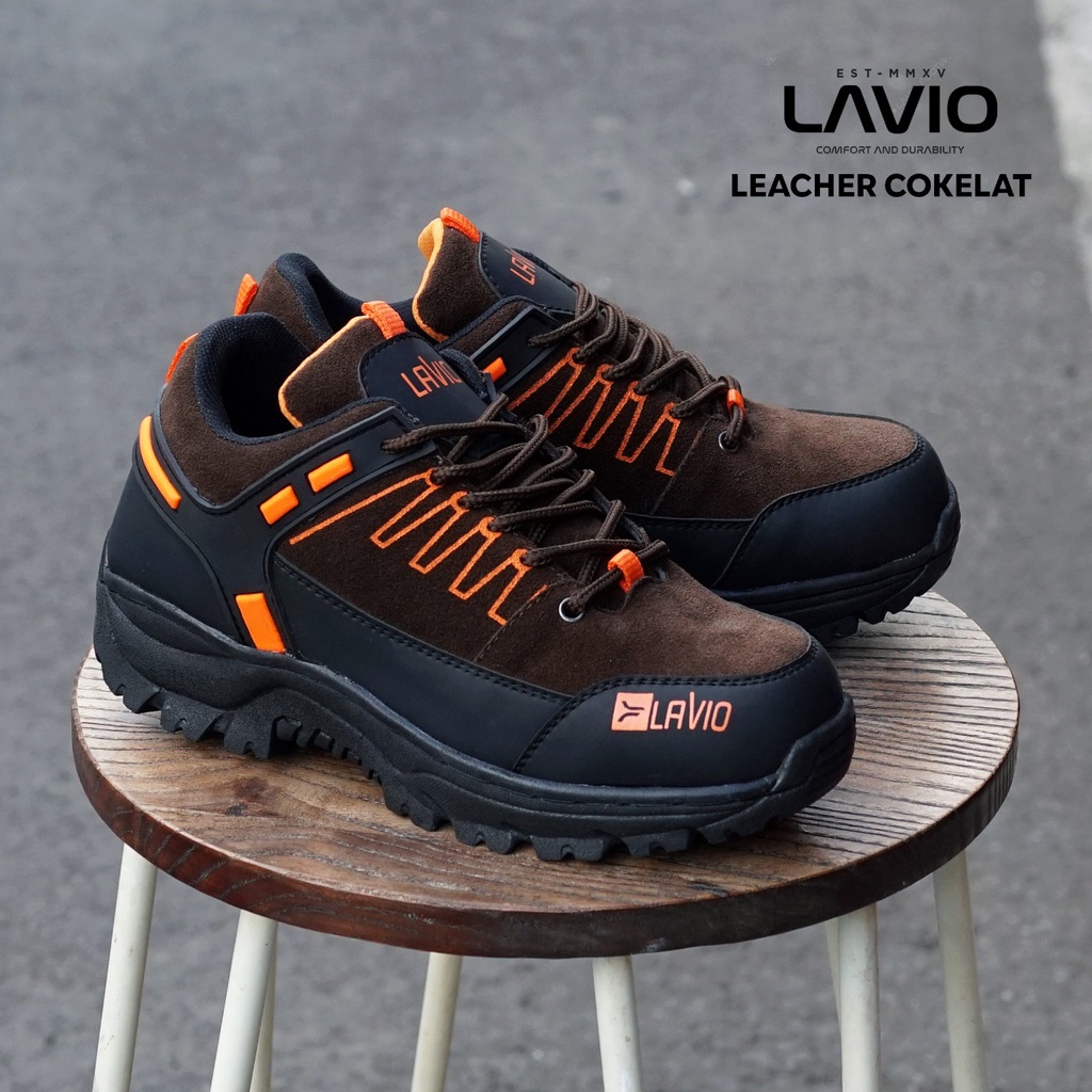 Sepatu Safety Proyek Gunung Hiking Touring Lavio Leacher Outdoor Ujung Besi Pria Terlaris