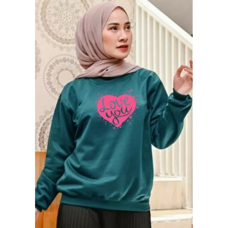 Kaos Lengan Panjang LOVE PINK / Kaos Sweatshirt / Atasan Wanita / Atasan Wanita Lengan Panjang