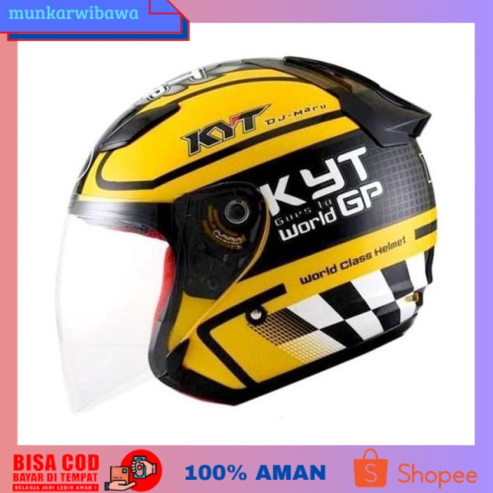 (BISA COD) OTOMOTIF AKSESORIS PENGENDARA MOTOR HELM KYT DJ MARU MOTIF WORLD GP 11