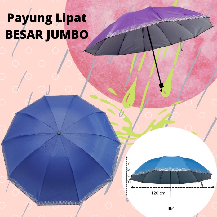 Payung Lipat Super Besar Jumbo Besar 10 jari 10R Kuat Kokoh motif tube nagoya NF 351