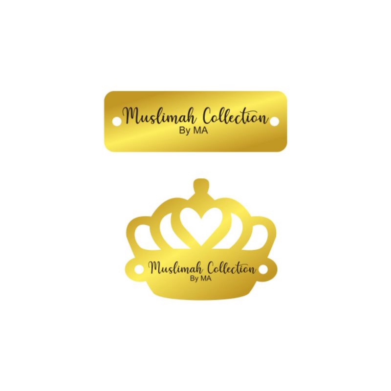 

label akrilik Muslimah Collection gold kotak 25 pcs dan mahkota 25 pcs