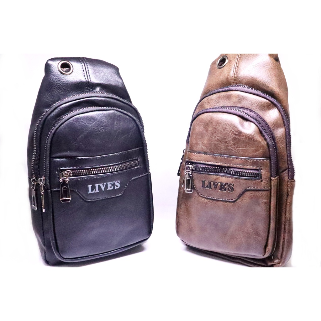 Tas Slempang Selempang Pria Laki Cowo Kulit Usb Charger Sling Travel Bag Impor Ori Asli PU - 2-15