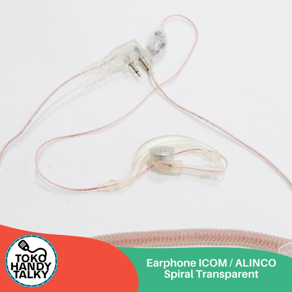 EARPHONE HANDY TALKY ICOM / ALINCO SPIRAL TRANSPARENT NEW