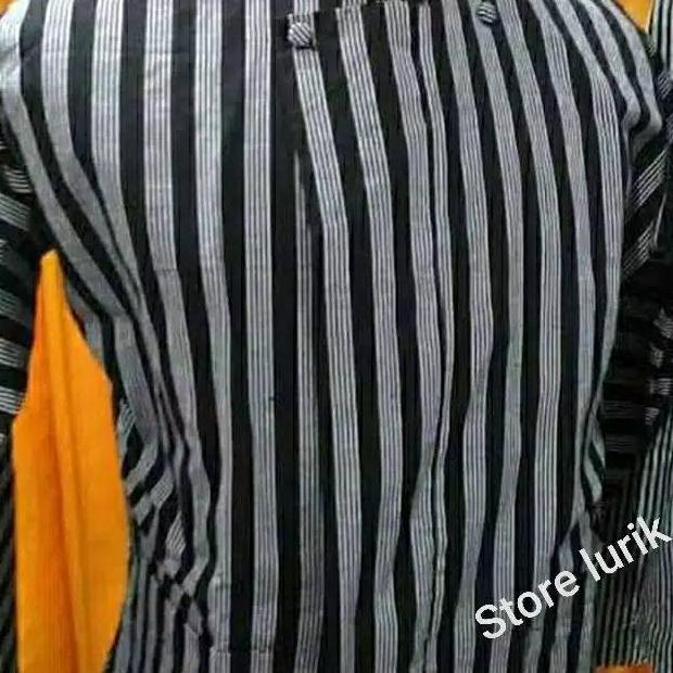 New Baju Surjan Lurik Hitam Putih Batik Pria Baju Adat Jawa Baju