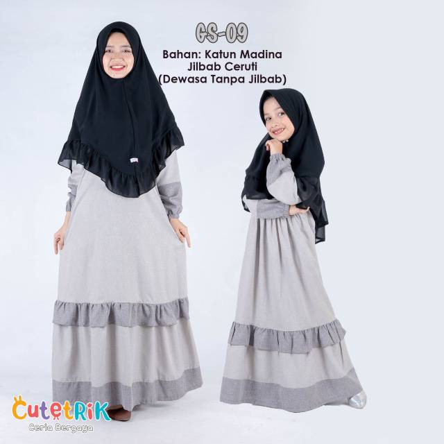 Cutetrik Gamis Sarimbit Keluarga Abu