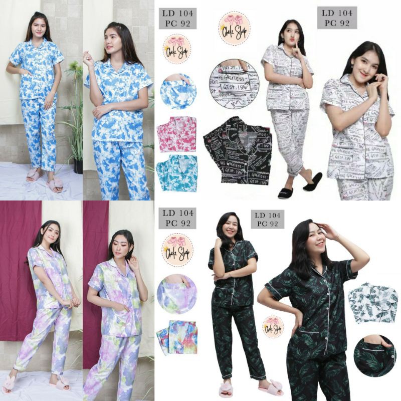 Baju Tidur Piyama Wanita / Cewek Set Tie Dye CP Dewasa